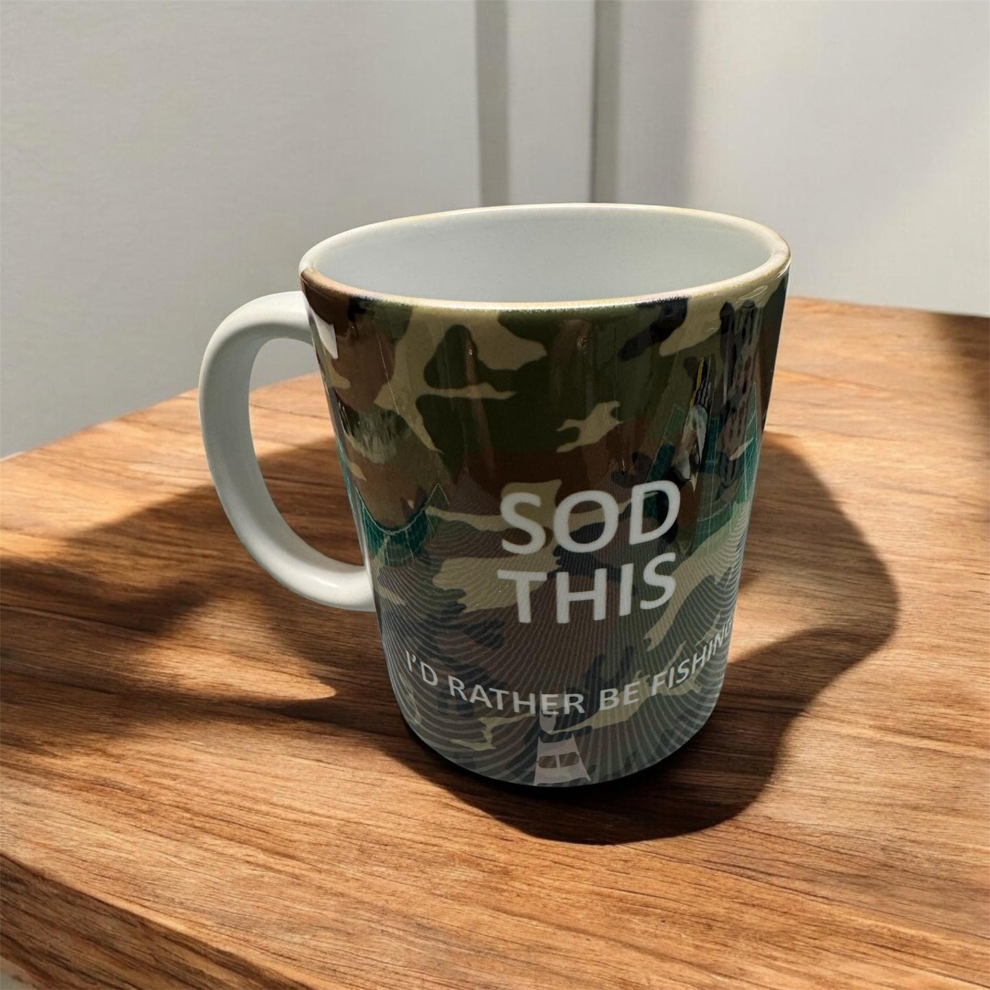 Sod this i'd rather be fishing mug| gift for fishermen | tea mug | coffee mug| warm drink|gift for him |camo design | camouflage design