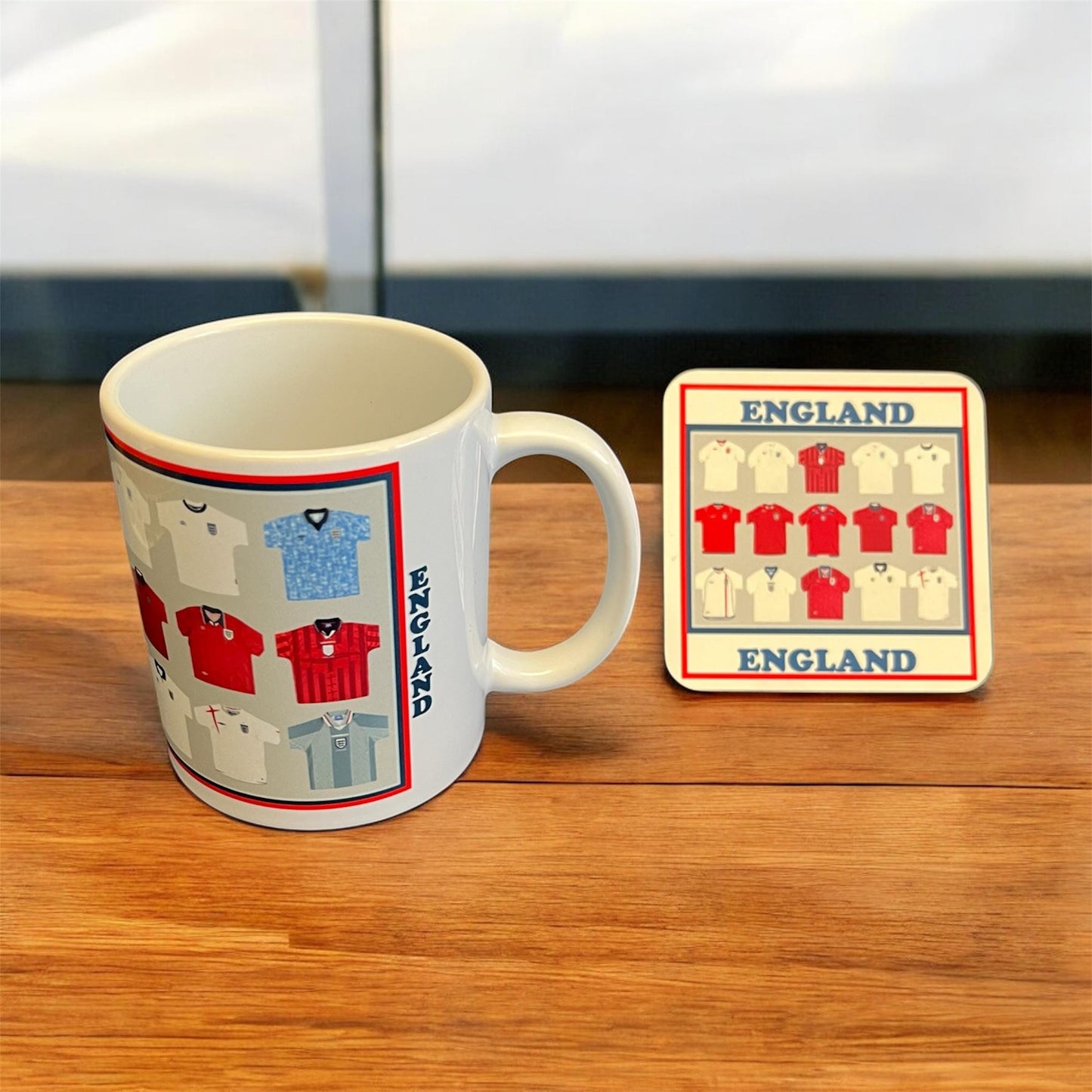 England Shirts Mug and Coaster Set, Football Fan Gift, England Fan Gift, England Football, England Merchandise, England Gift Set, Soccer Fan Gift, England Soccer