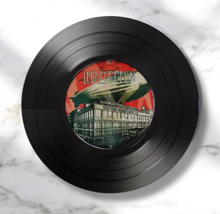 Set of 4 Led Zeppelin Round Record Coasters Retro Decor, Man Cave Decor, Rock gift, Music Themed, Rock Music Gift, Led Zeppelin gift,