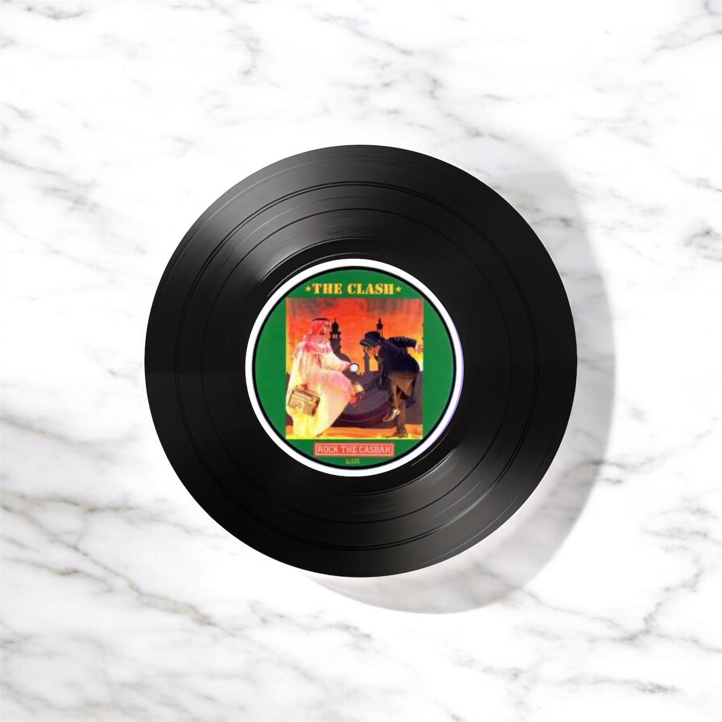 Set of 4 Round Coasters with The Clash Records, Punk Rock Drink Coasters, The Clash, Records, Gift For Her, Gift For Him, Music, Punk Rock