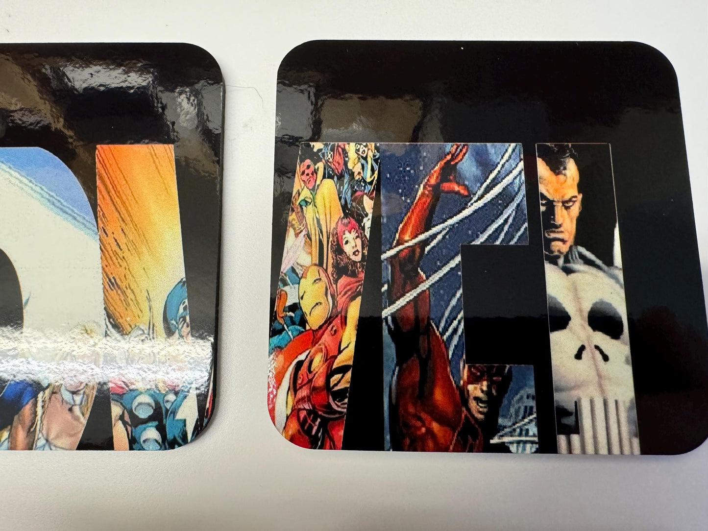 Set of 6 Marvel coasters| film memorabilia| comic book hero's | gift for marvel fans |man cave gifts |superhero's gift| gift for him |
