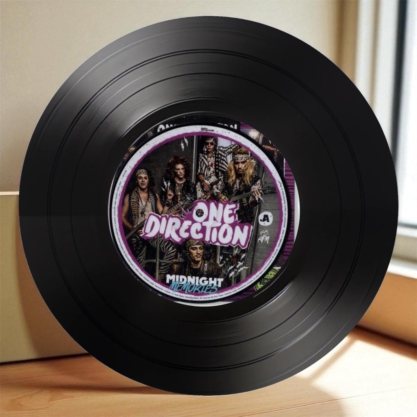 Set of 4 One Direction Round Record Coasters Retro Decor, Man Cave Decor, Rock Band, Music Themed, Rock Music Gift, One Direction gift,