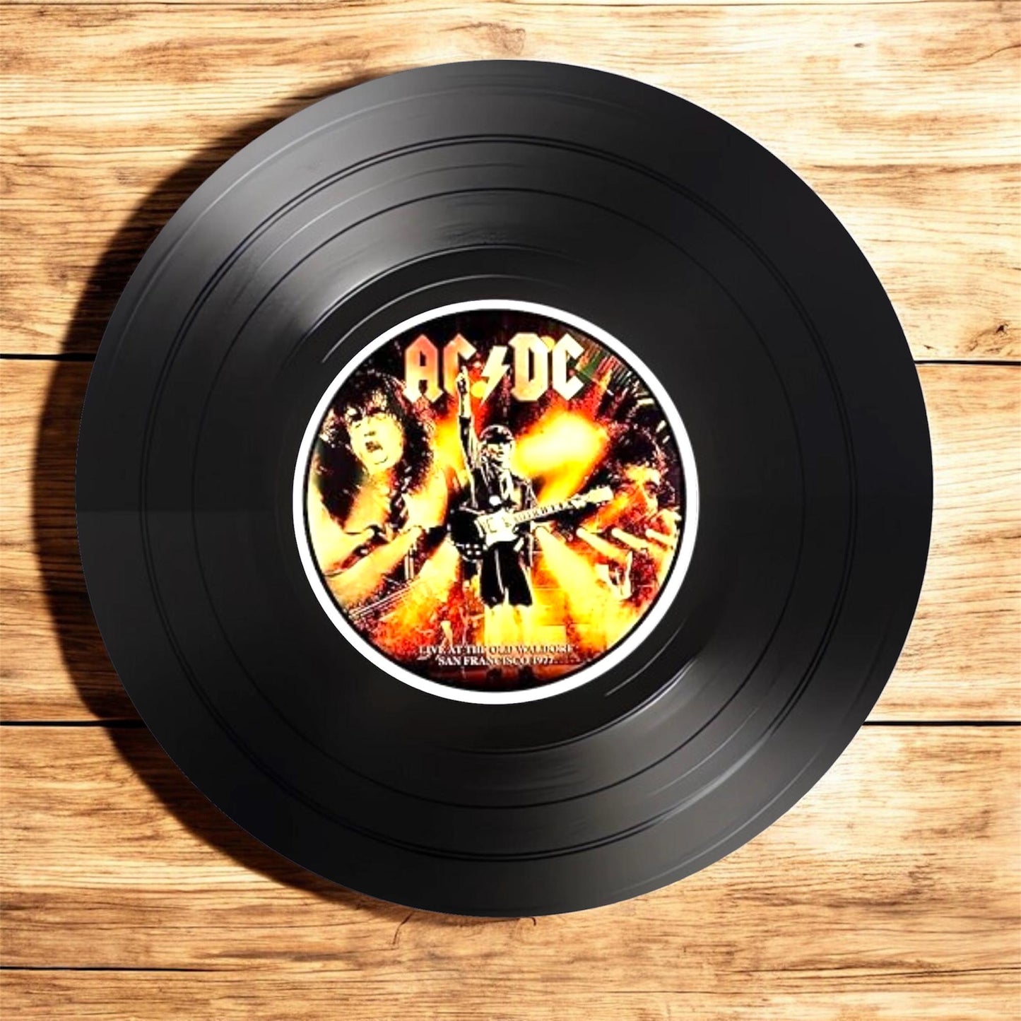 Set of 4 Round Record Coasters featuring the ACDC, Retro Decor, ACDC Gift, Man Cave Decor, ACDC, Rock Band, Music Themed, Rock Music Gift