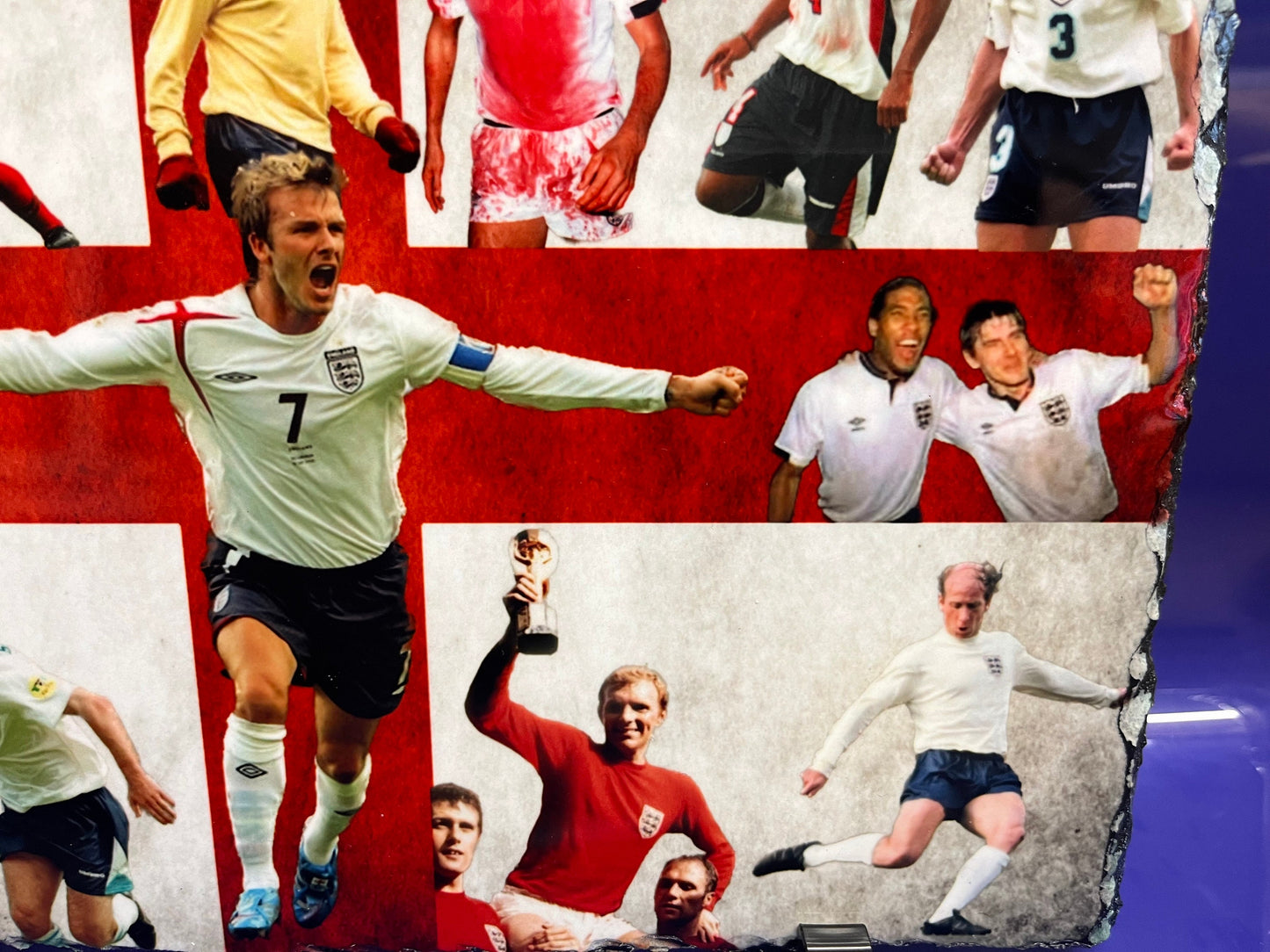 England Football Icons on 30x19 Slate, Handcrafted Soccer Art, Soccer Art, Home Decor, Man Cave Decor, Football Icons, Unique Gift, Sports Art, England Flag, Soccer Decor