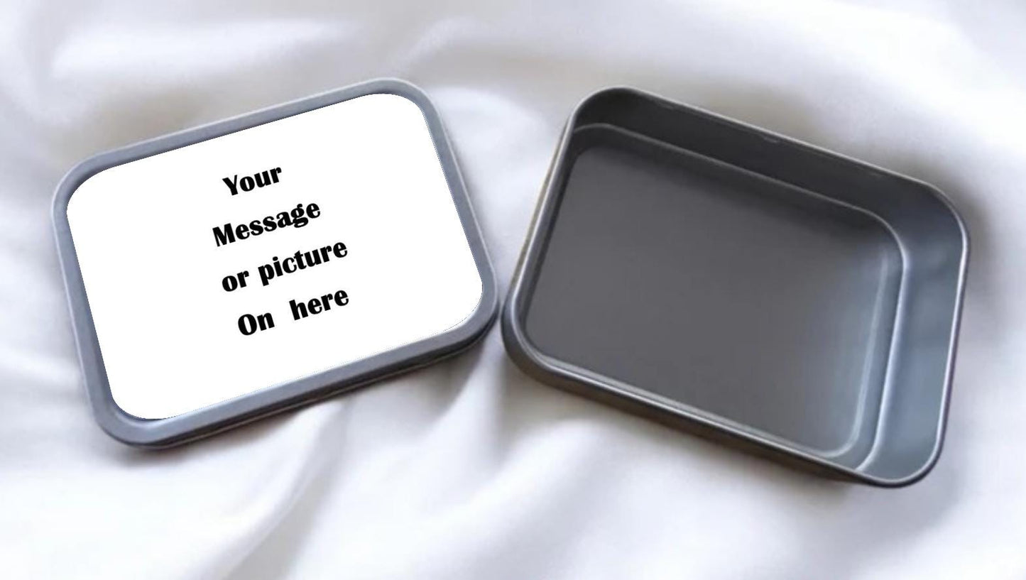 Personalised Tobacco/Mint Tin with Custom Text or Image, Unique Gift Idea, Personalised Tin, Customized Gift, Mint Tin, Unique Tin