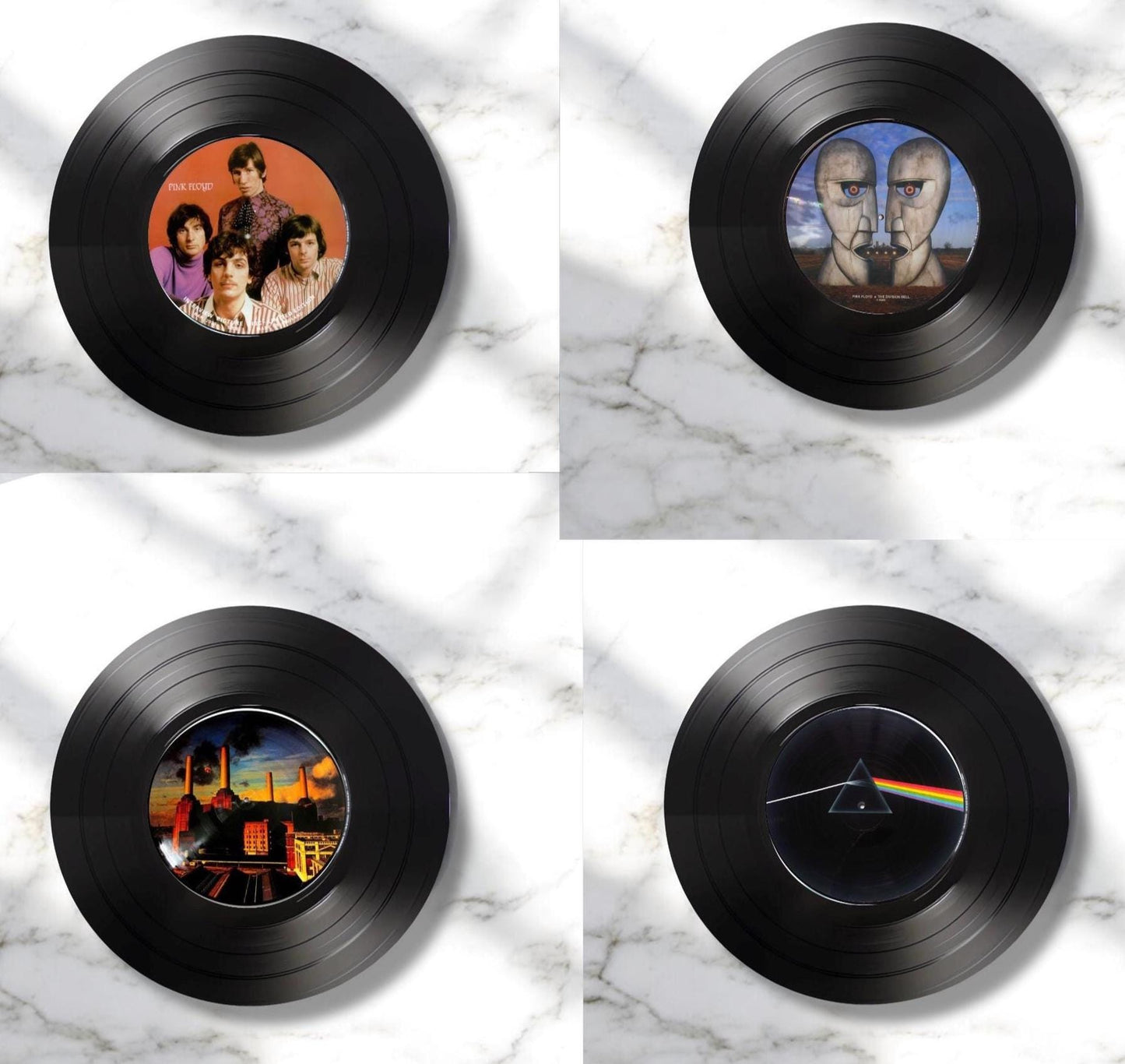 Set of 4 Pink Floyd Round Record Coasters Retro Decor, Man Cave Decor, Rock Band, Music Themed, Rock Music Gift, pink floyd gift,