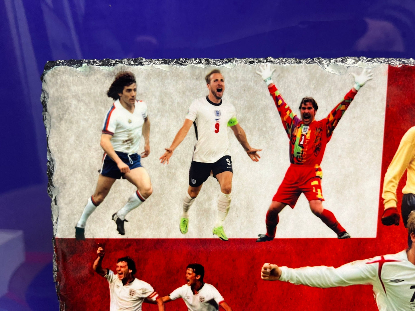 England Football Icons on 30x19 Slate, Handcrafted Soccer Art, Soccer Art, Home Decor, Man Cave Decor, Football Icons, Unique Gift, Sports Art, England Flag, Soccer Decor