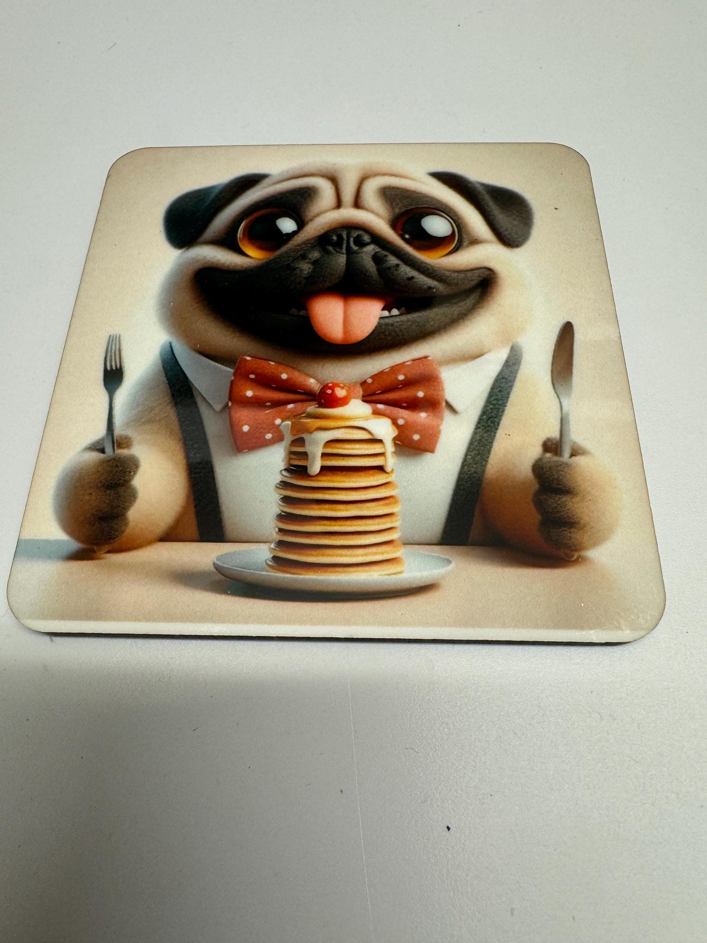 Set of 4 Cute Pug Coasters, Handmade Dog Lover Gift, Dog Coasters, Pug Coasters, Pug Appreciation Gift, Pug Souvenir, Pug Birthday Gift, Drink Coasters