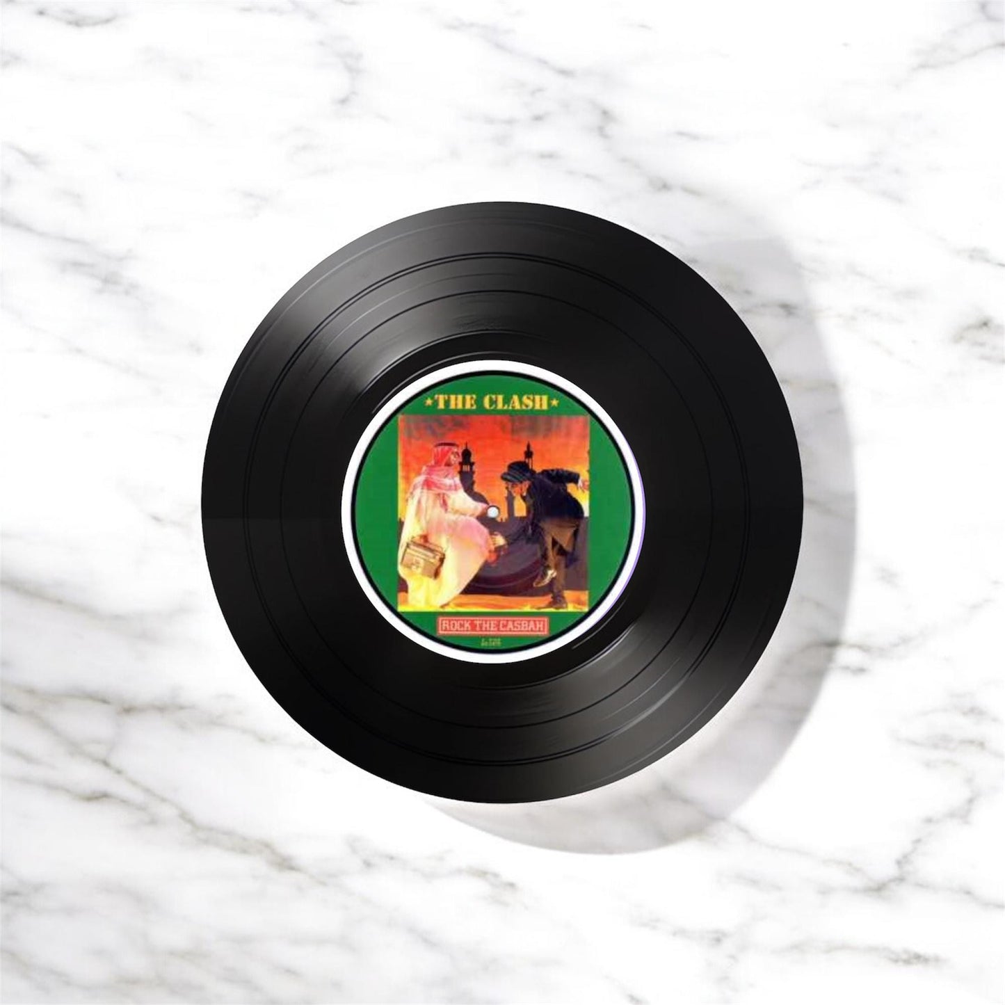 Set of 4 Round Coasters with The Clash Records, Punk Rock Drink Coasters, The Clash, Records, Gift For Her, Gift For Him, Music, Punk Rock