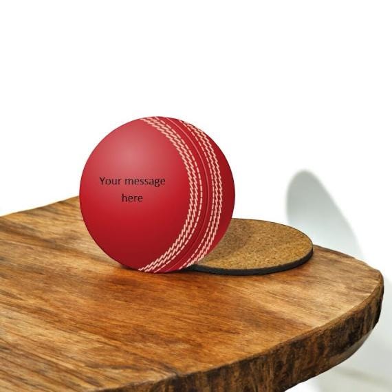 Personalised Cricket Ball Coaster, Round Shape, Cricket Decor, Cricket Ball Coaster, Cricket Gift, Sports Coaster, Gift For Cricket Lover