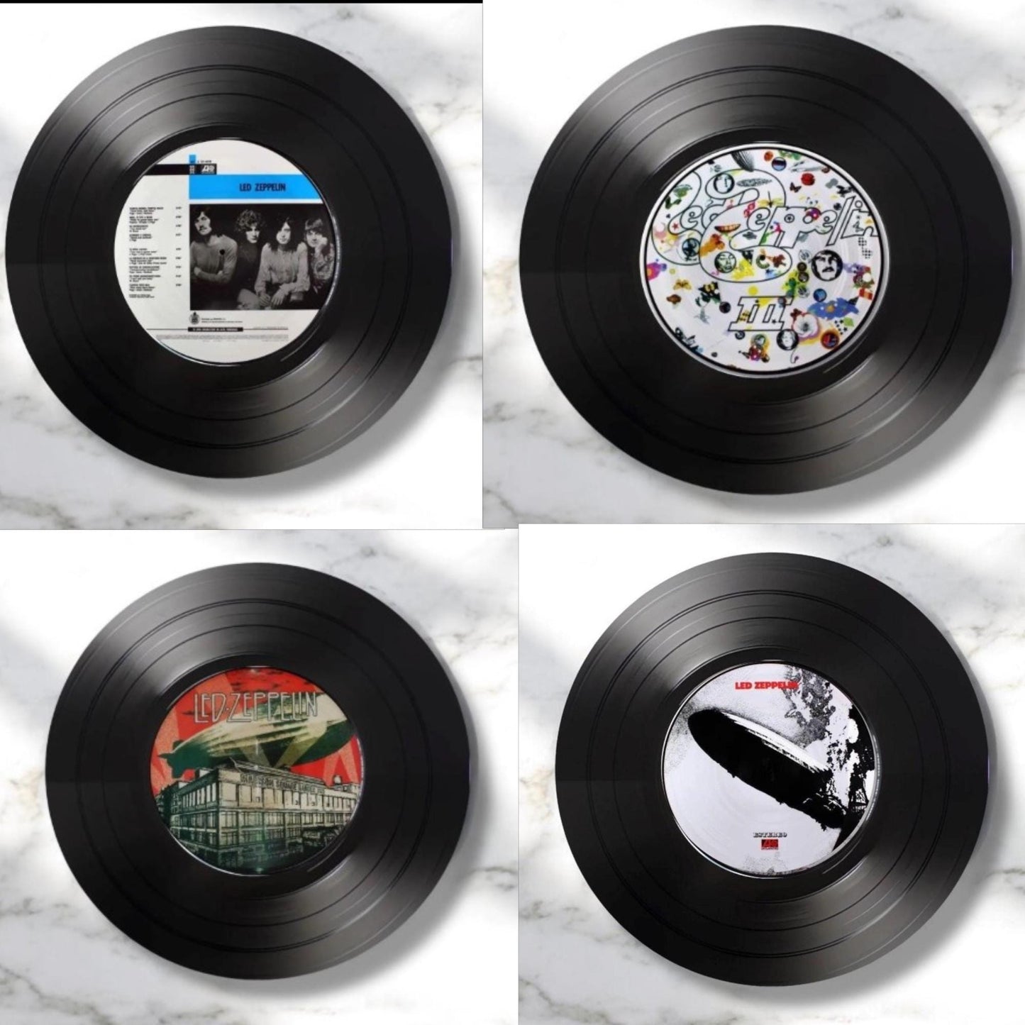 Set of 4 Led Zeppelin Round Record Coasters Retro Decor, Man Cave Decor, Rock gift, Music Themed, Rock Music Gift, Led Zeppelin gift,