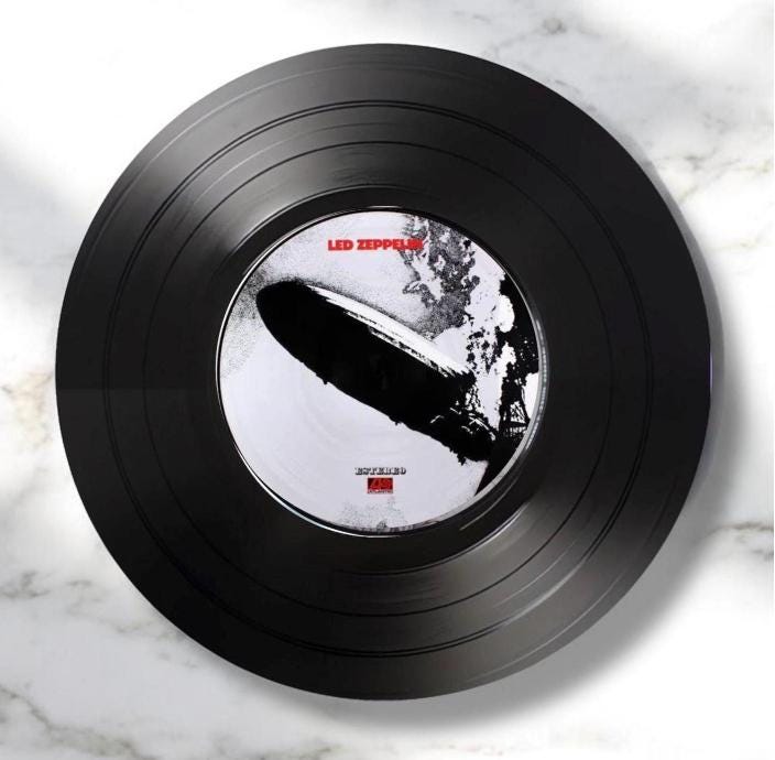 Set of 4 Led Zeppelin Round Record Coasters Retro Decor, Man Cave Decor, Rock gift, Music Themed, Rock Music Gift, Led Zeppelin gift,