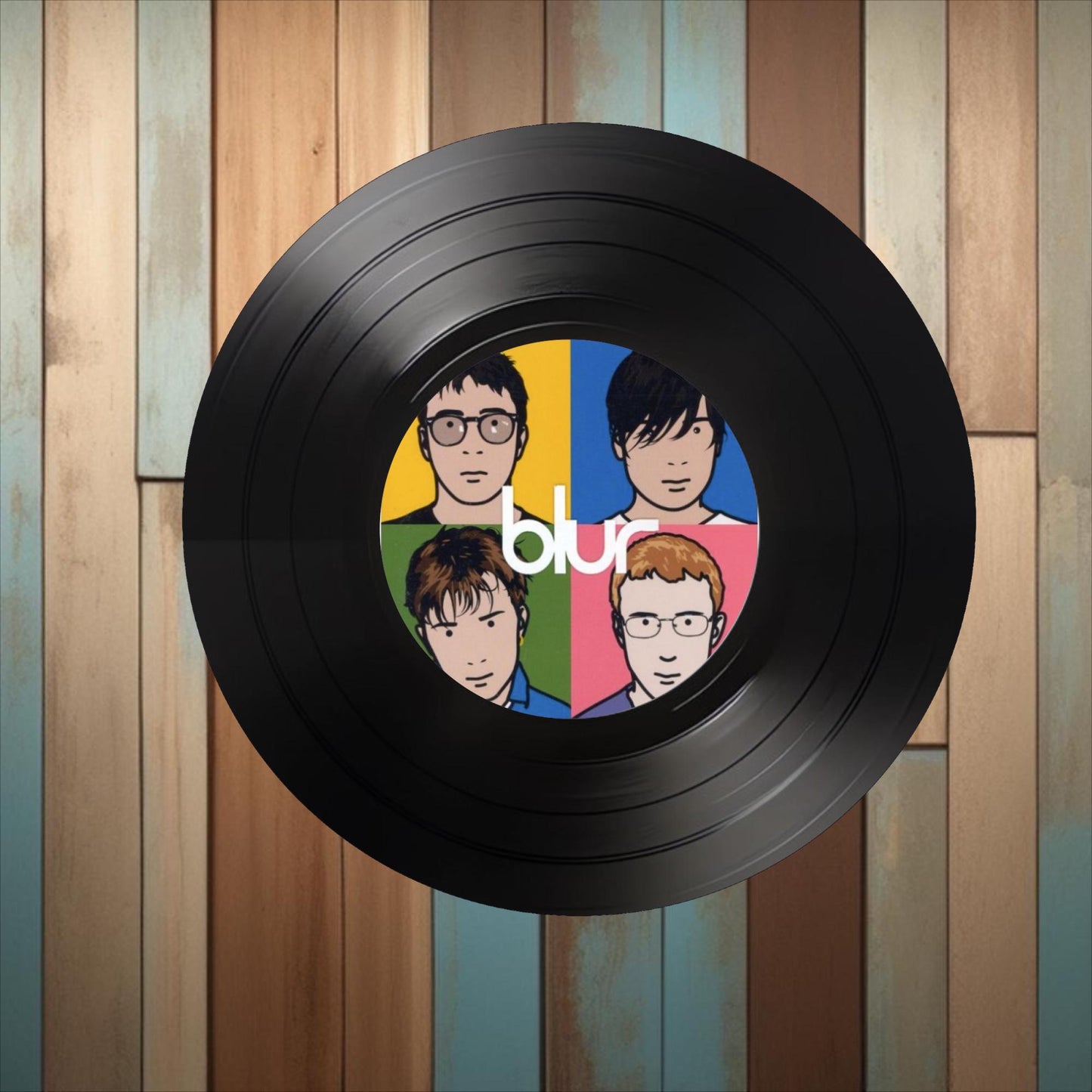Set of 4 Blur Round Record Coasters Retro Decor, Man Cave Decor, Rock Band, Music Themed, Rock Music Gift, Blur gift,Brit Pop Gift