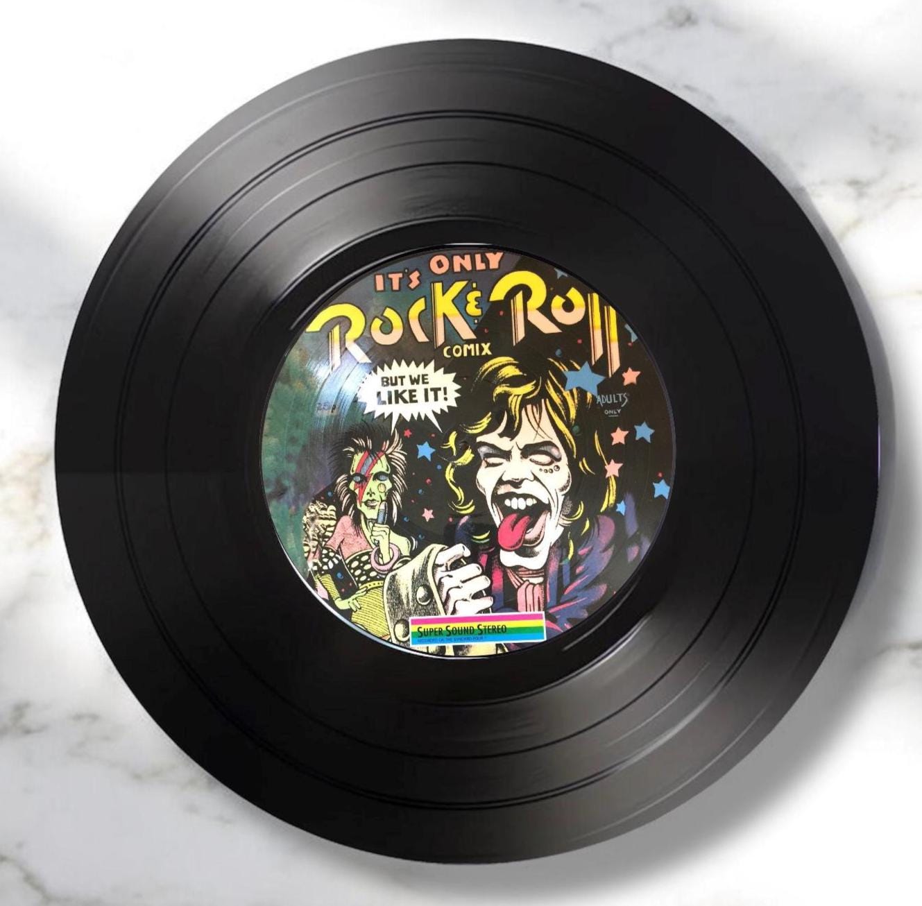 Set of 4 Round Rolling Stones Record Coasters , Retro Decor,Man Cave Decor, Rock Band, Music Themed, Rock Music Gift Rolling Stones Gift