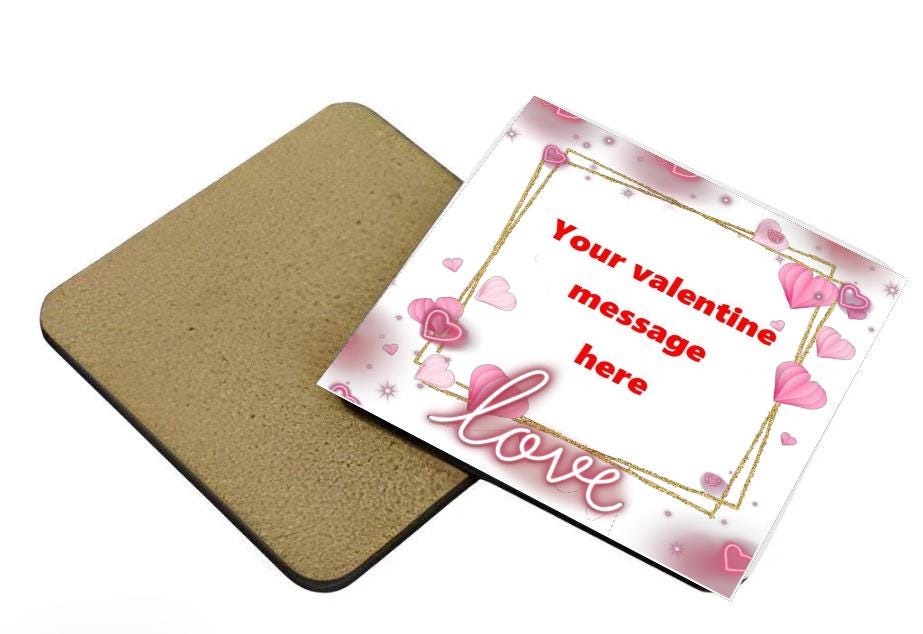 Custom Valentine Coaster, Personalised Love Gift for Him or Her,Custom Valentine Coaster, Personalised Love Gift for Him or Her