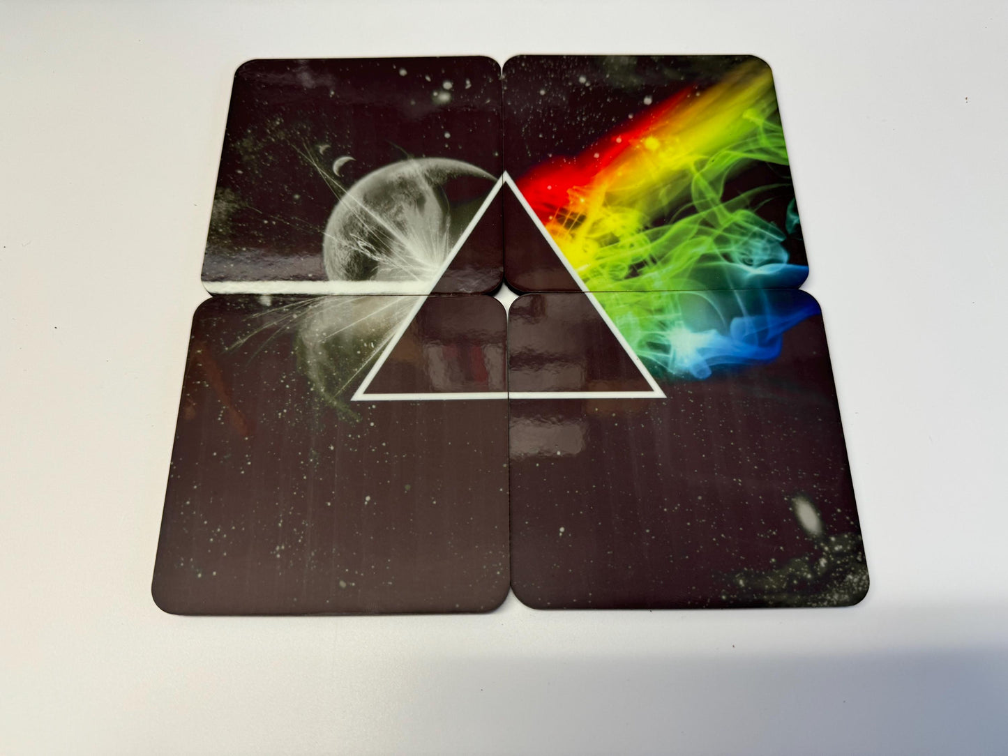 Set of 4 Pink Floyd coasters| music fan| gift for him |retro music| cork based coaster| set of four| birthday ideas| gifts for under ten |