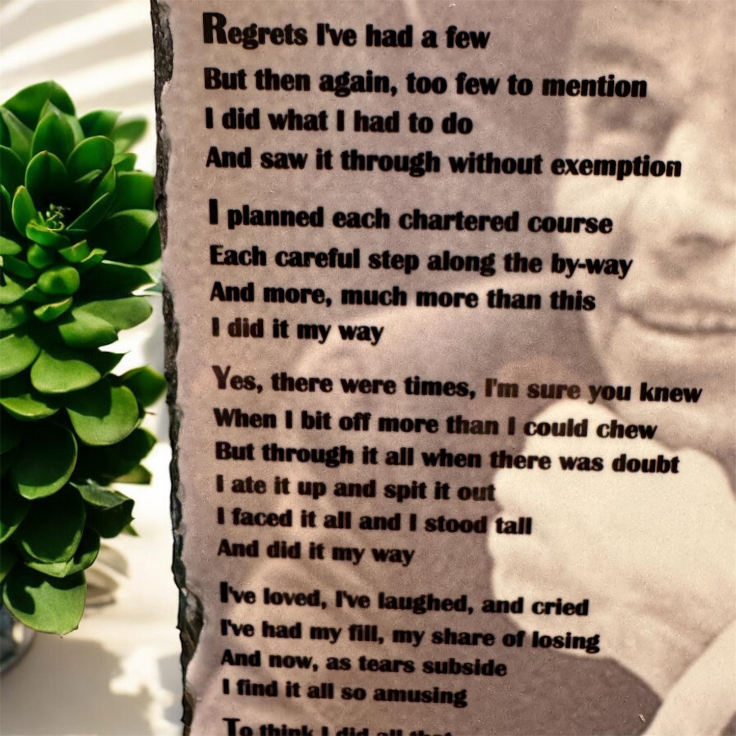Timeless Elegance: Handmade Slate Plaque with Frank Sinatra's 'My Way' Lyrics, HomeDecor, Song Lyrics, Handmade, Gift For Him, Gift For Her