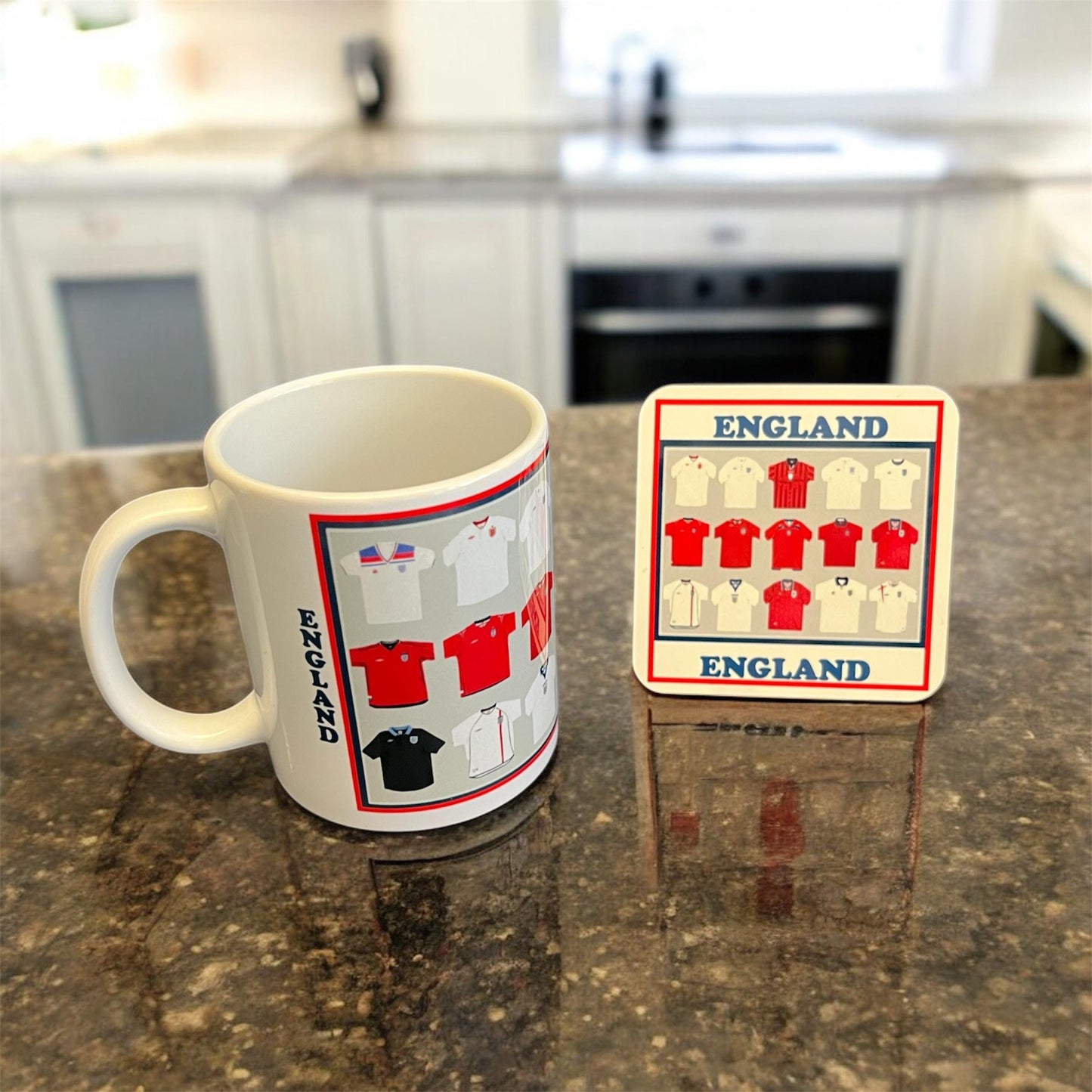 England Shirts Mug and Coaster Set, Football Fan Gift, England Fan Gift, England Football, England Merchandise, England Gift Set, Soccer Fan Gift, England Soccer