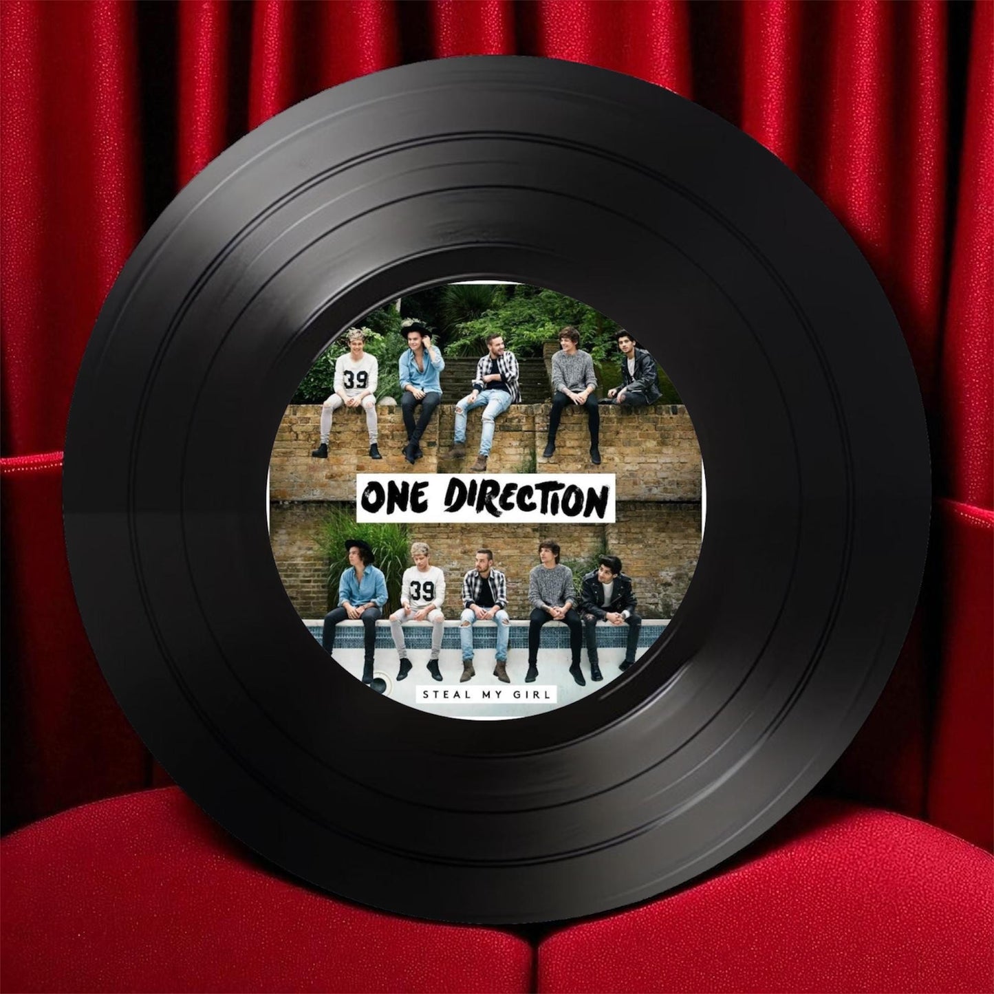 Set of 4 One Direction Round Record Coasters Retro Decor, Man Cave Decor, Rock Band, Music Themed, Rock Music Gift, One Direction gift,