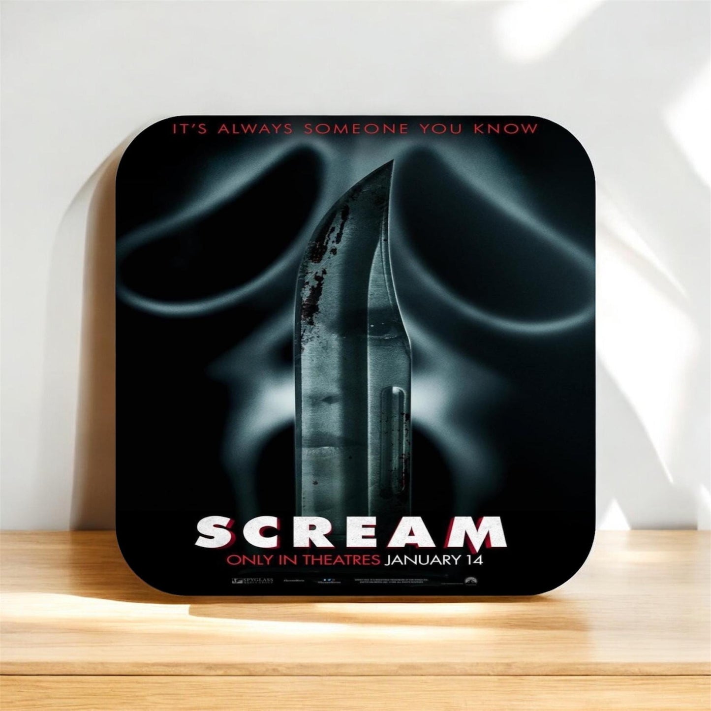 Set of 4 Scream Coasters, gifts for him| gifts for Horror lovers | gifts for her| Scream fans coasters| iconic coasters| horror fans