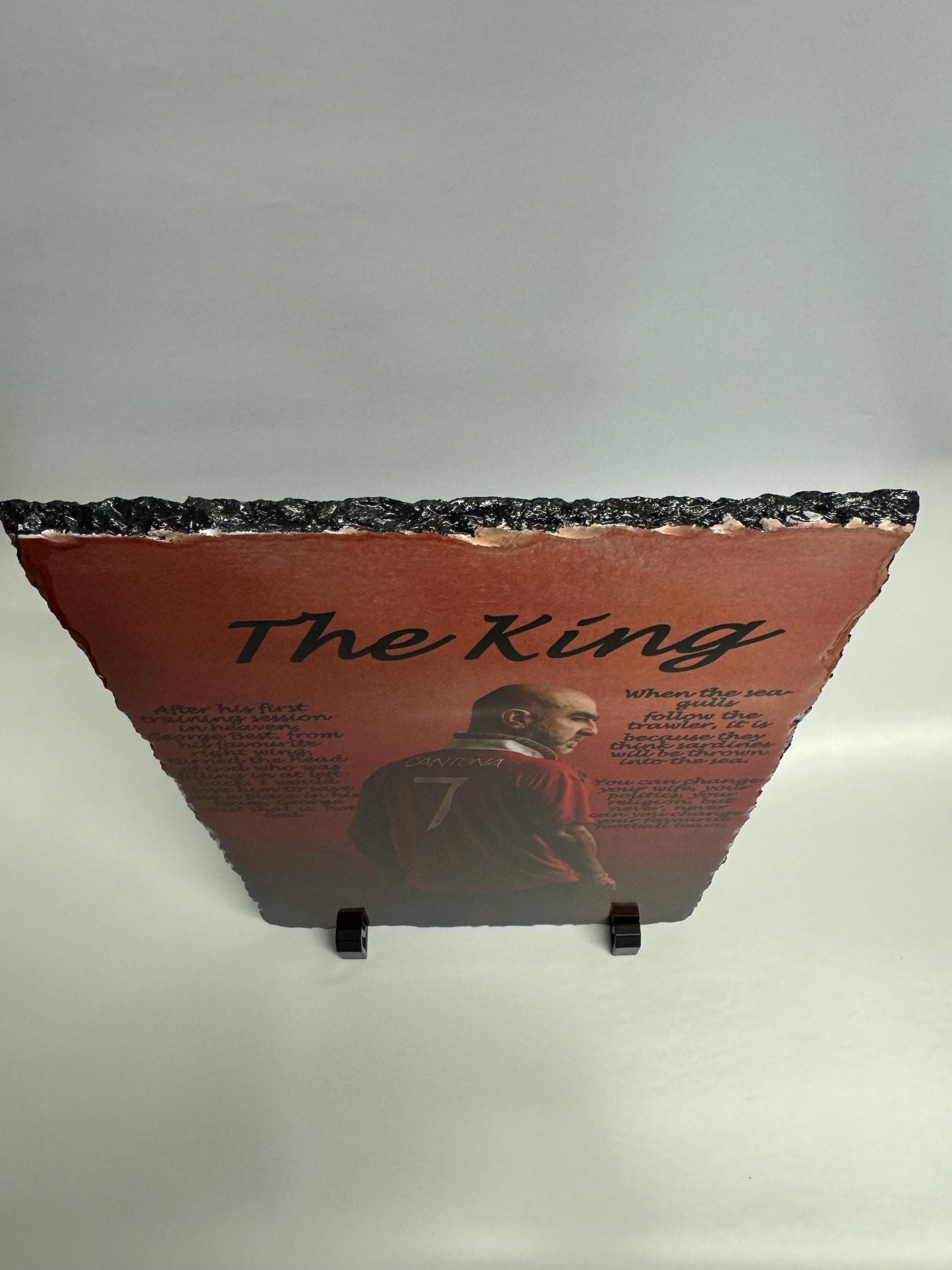 Eric Cantona "The King" slate| gift for Man UTD fans | man cave display piece| gift for him| red decor |gift for her| centre piece|