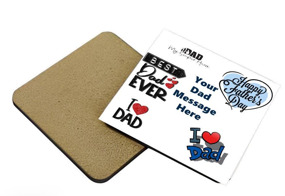 Personalized Father's Day Coaster, Custom Drink Coaster Gift for Dad, Personalized Father's Day Coaster, Custom Drink Coaster Gift for Dad,