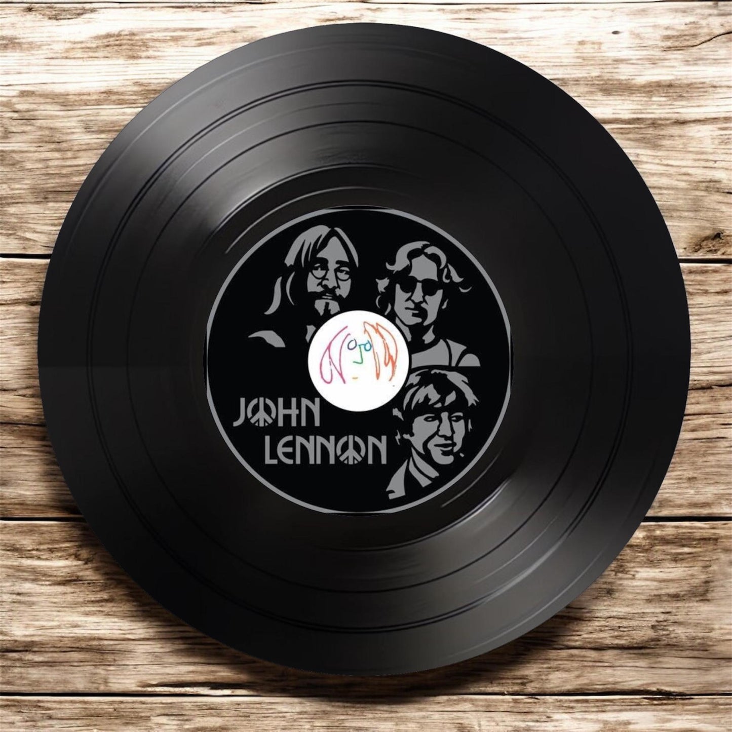 Set of 4 John Lennon Round Record Coasters Retro Decor, Man Cave Decor, Rock legend, Music Themed, Rock Music Gift, John Lennon gift,