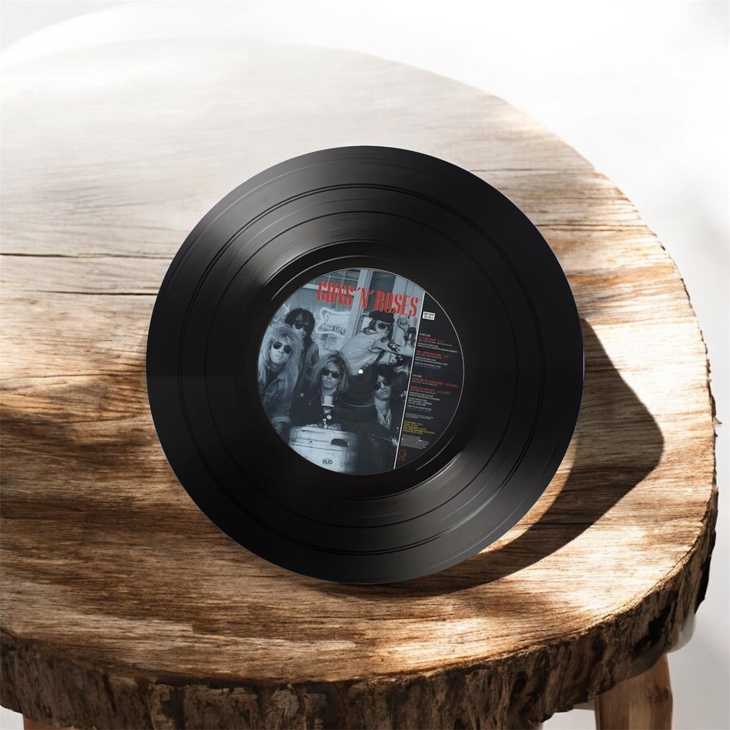 Set of 4 Guns and Roses Round Record Coasters, Handmade Vinyl Coasters, Guns And Roses, Record Coasters, Music Lovers Gift, Rock Music Decor