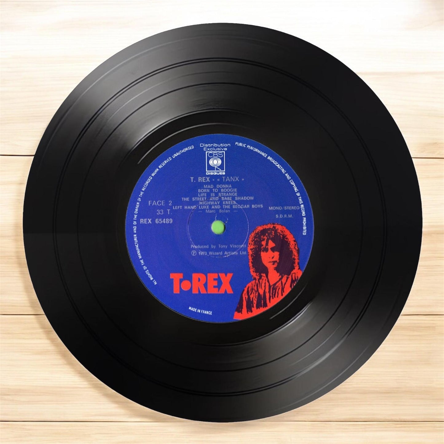 Set of 4 T-Rex Round Record Coasters Retro Decor, Man Cave Decor, Rock Band, Music Themed, Rock Music Gift,T-Rex gift,Glam rock gift