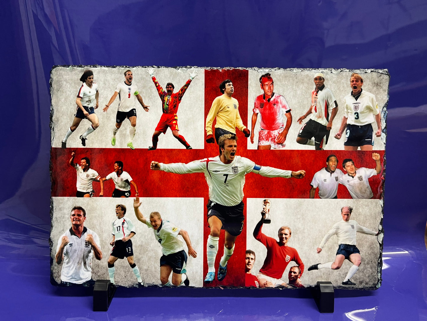 England Football Icons on 30x19 Slate, Handcrafted Soccer Art, Soccer Art, Home Decor, Man Cave Decor, Football Icons, Unique Gift, Sports Art, England Flag, Soccer Decor