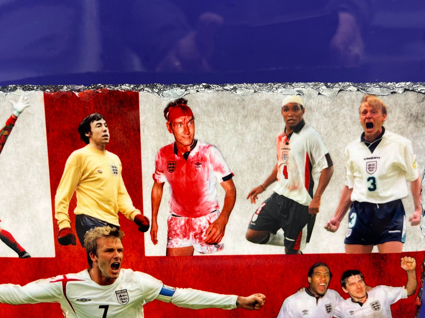 England Football Icons on 30x19 Slate, Handcrafted Soccer Art, Soccer Art, Home Decor, Man Cave Decor, Football Icons, Unique Gift, Sports Art, England Flag, Soccer Decor