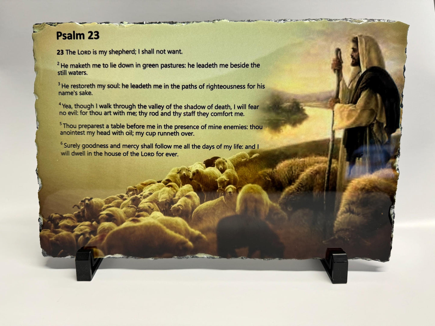 psalm 23 slate| bible verses | the lord is my shepherd |bible gifts| religious gifts| rock photo slate | the bible| jesus gift|