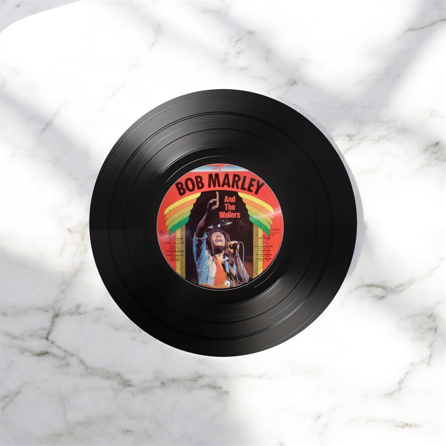 Set of 4 Round Record Coasters Featuring Bob Marley, Bob Marley, Record Coasters, Record Lover Gift, Gift For Musician, Unique Coasters