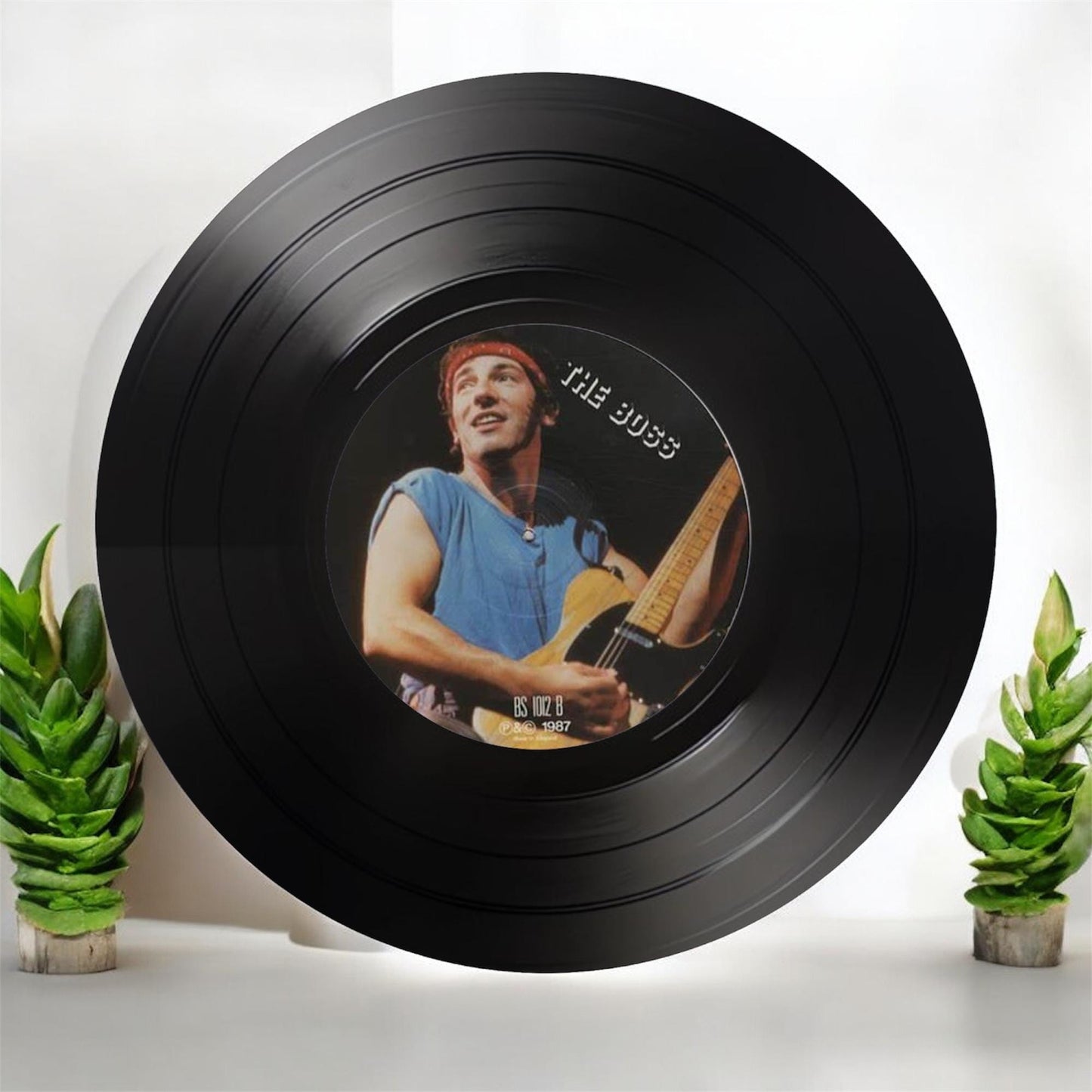 Set of 4 Bruce Springsteen Round Record Coasters Retro Decor, Man Cave Decor, Rock Band, Music Themed, Rock Music Gift, The Boss gift,