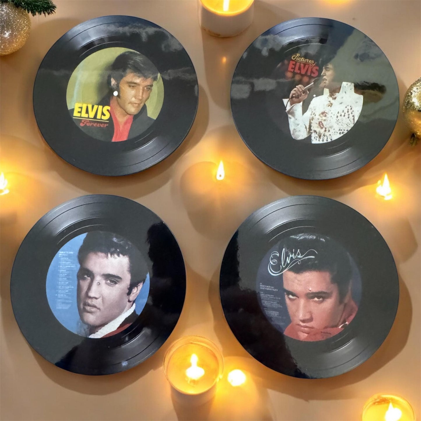 Set of 4 Elvis Presley drink coasters| Elvis coasters| Gifts for Nan | Music fan gift| Rock and roll | Rock and roll gifts| Gift for him