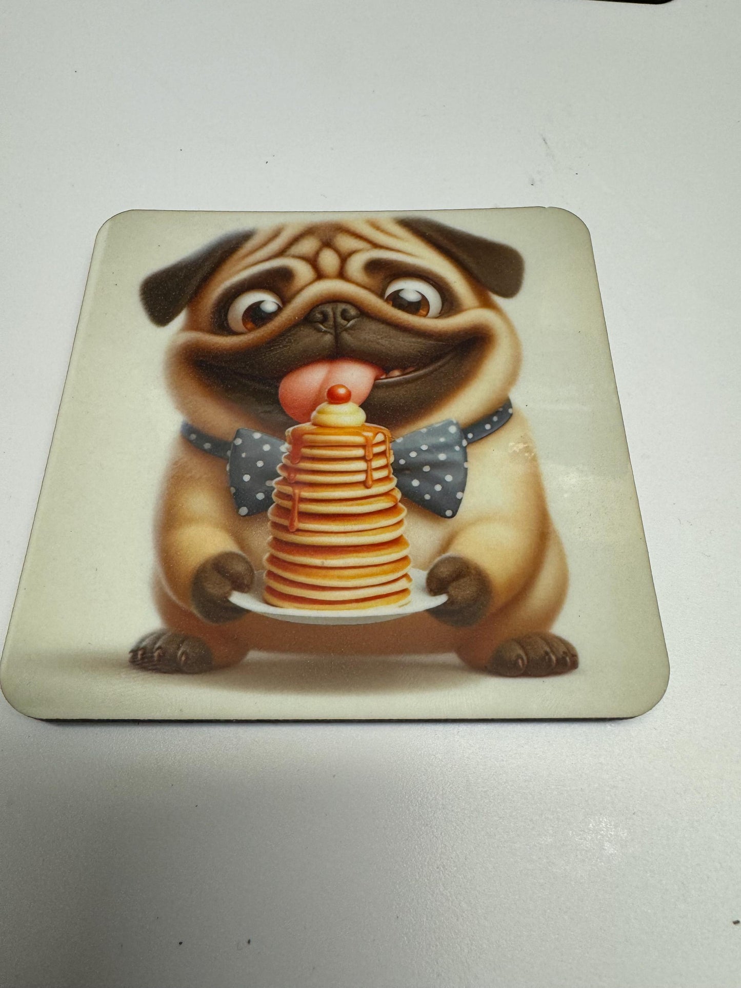 Set of 4 Cute Pug Coasters, Handmade Dog Lover Gift, Dog Coasters, Pug Coasters, Pug Appreciation Gift, Pug Souvenir, Pug Birthday Gift, Drink Coasters