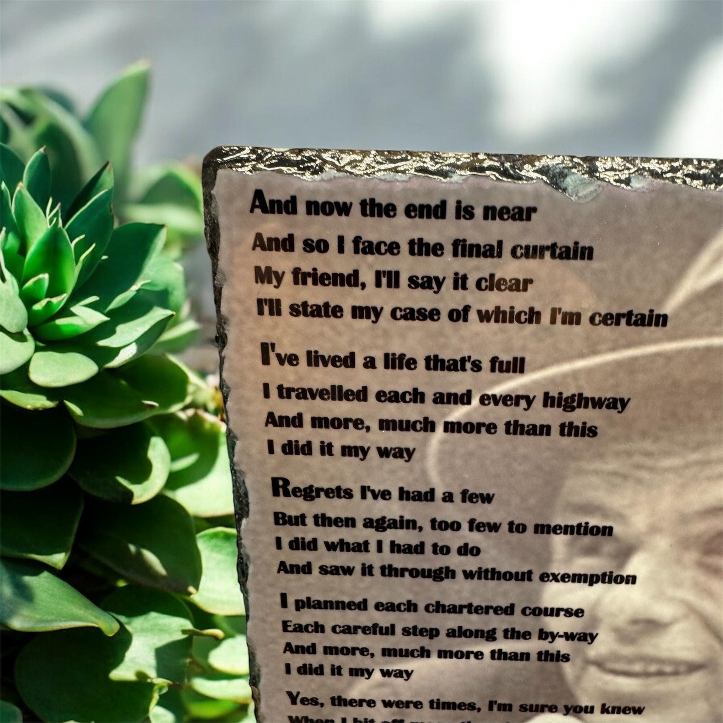 Timeless Elegance: Handmade Slate Plaque with Frank Sinatra's 'My Way' Lyrics, HomeDecor, Song Lyrics, Handmade, Gift For Him, Gift For Her