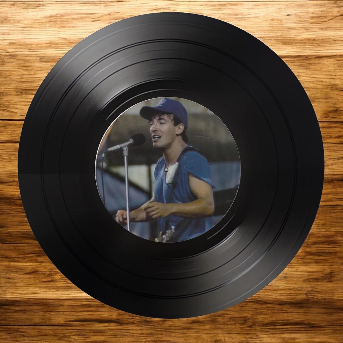 Set of 4 Bruce Springsteen Round Record Coasters Retro Decor, Man Cave Decor, Rock Band, Music Themed, Rock Music Gift, The Boss gift,