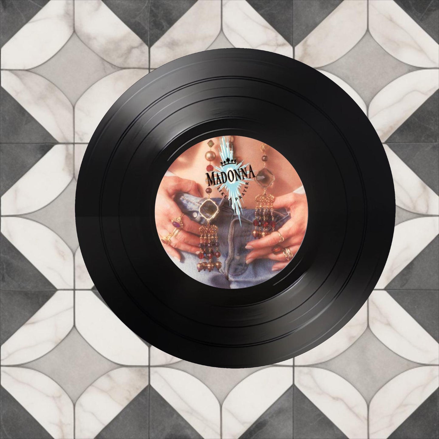Set of 4 Madonna Round Record Coasters Retro Decor, Man Cave Decor, Rock gift, Music Themed, Rock Music Gift, Madonna gift,