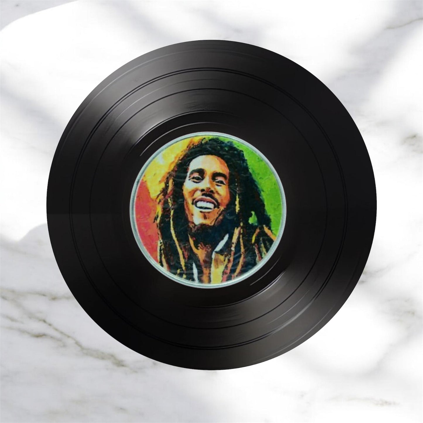 Set of 4 Round Record Coasters Featuring Bob Marley, Bob Marley, Record Coasters, Record Lover Gift, Gift For Musician, Unique Coasters