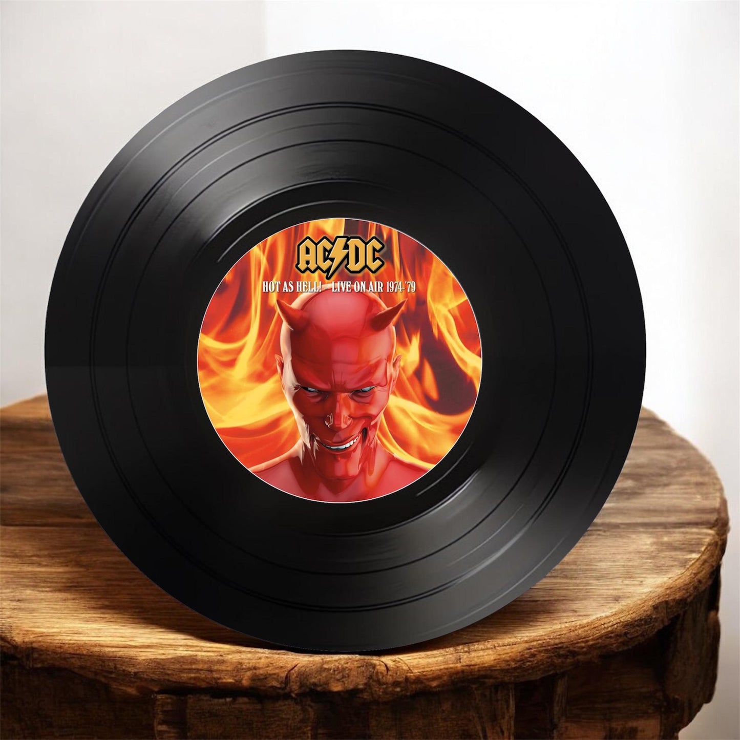 Set of 4 Round Record Coasters featuring the ACDC, Retro Decor, ACDC Gift, Man Cave Decor, ACDC, Rock Band, Music Themed, Rock Music Gift