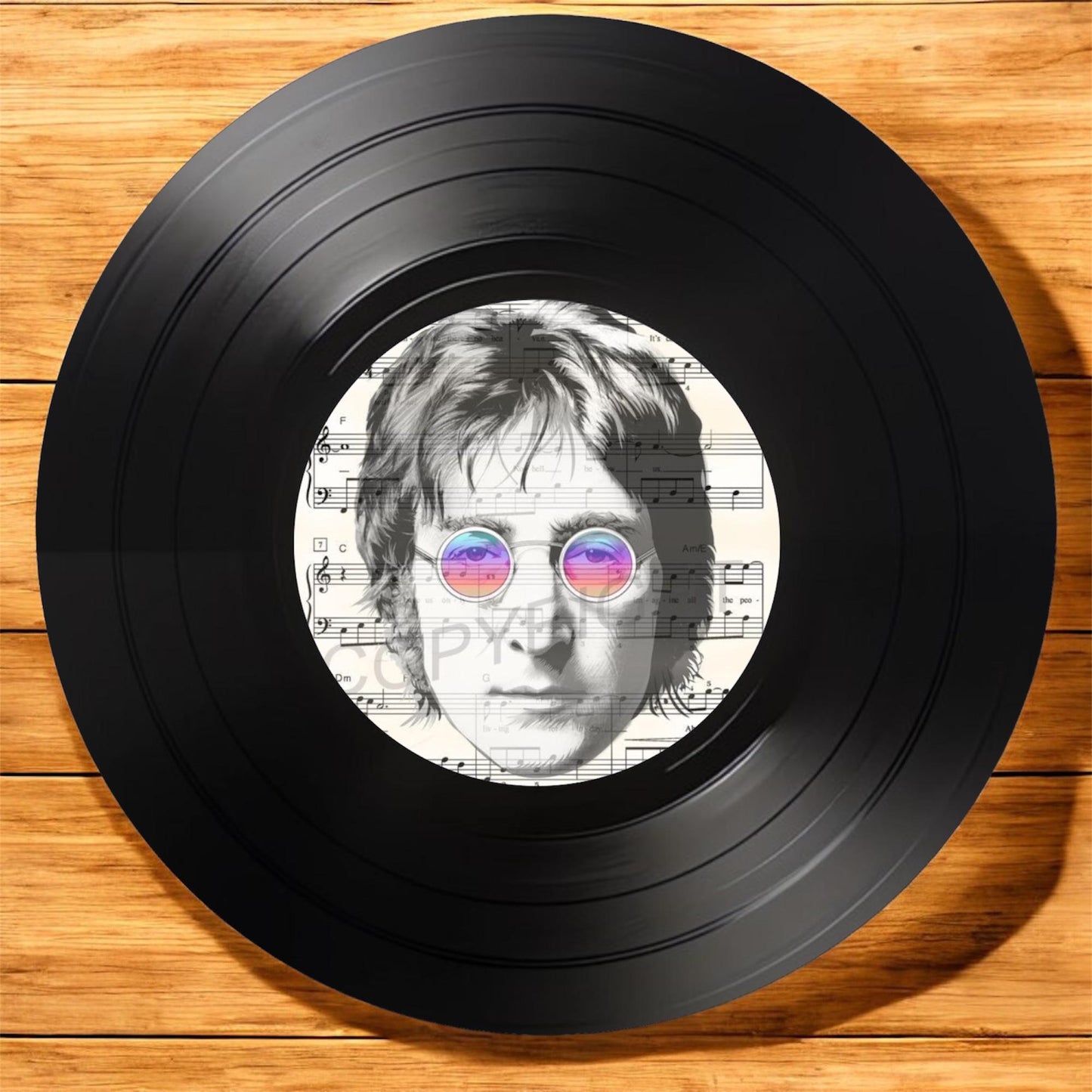 Set of 4 John Lennon Round Record Coasters Retro Decor, Man Cave Decor, Rock legend, Music Themed, Rock Music Gift, John Lennon gift,