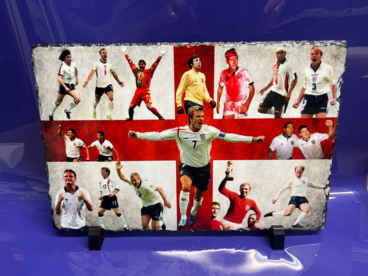 England Football Icons on 30x19 Slate, Handcrafted Soccer Art, Soccer Art, Home Decor, Man Cave Decor, Football Icons, Unique Gift, Sports Art, England Flag, Soccer Decor