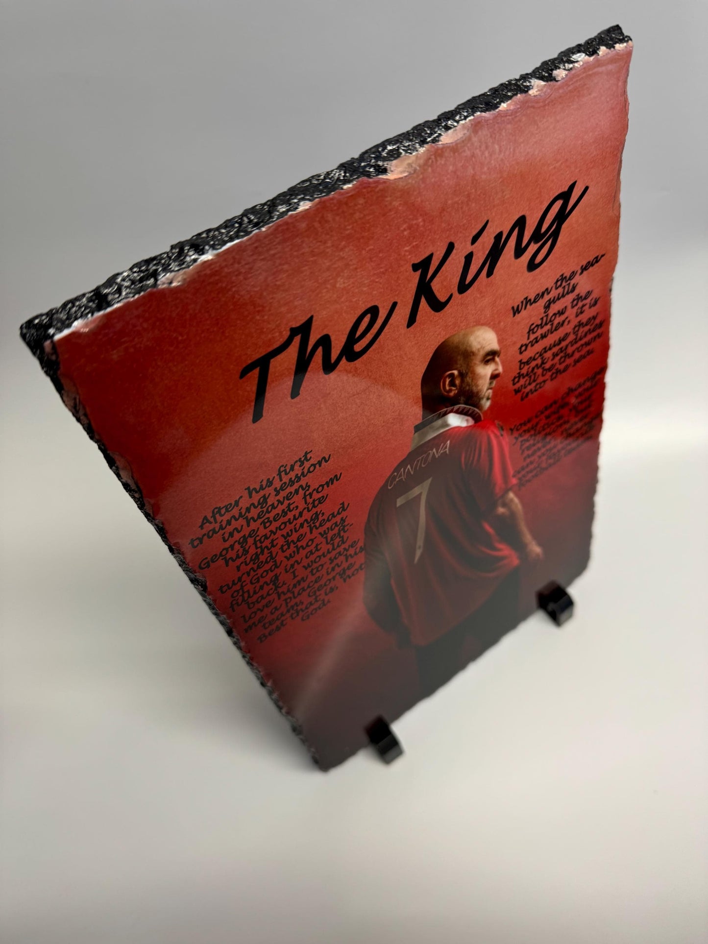 Eric Cantona "The King" slate| gift for Man UTD fans | man cave display piece| gift for him| red decor |gift for her| centre piece|