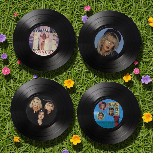 Set of 4 Bananarama Round Record Coasters, Vintage Vinyl Music Decor, Unique Coasters, Music Memorabilia, Music Fan Gift, Record Coasters