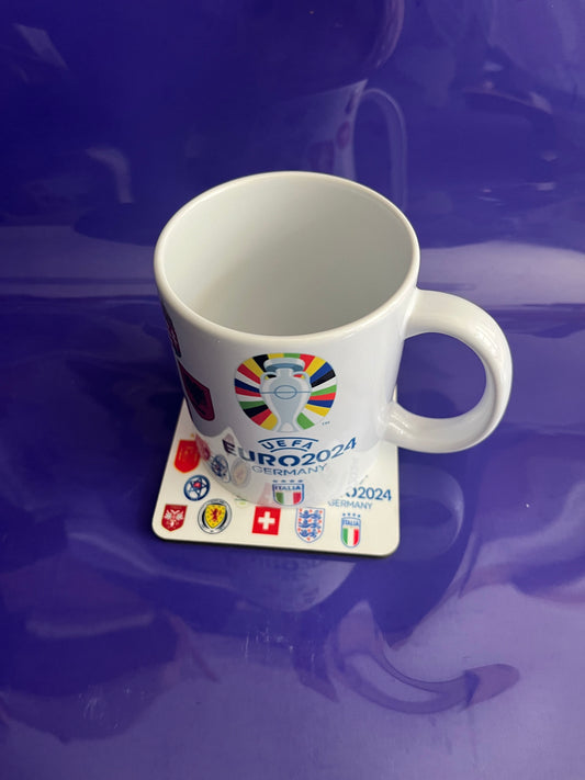 Euro 2024 Mug and Coaster Set, Football Fan Gift, Handmade Ceramic Cup and Drink Holder, Euro 2024, Mug And Coaster Set, Football Fan Gift, Unique Sports Gift, Euro 2024 Gift, Euro Cup Merchandise