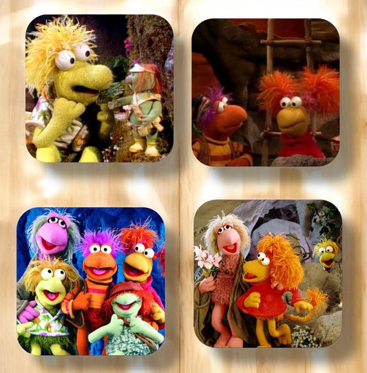 Set of 4 Fraggle rock Coasters, Vintage Muppet  characters|Fraggle Rock coasters | gifrs for him| gifts for cartoon lovers | gifts for her