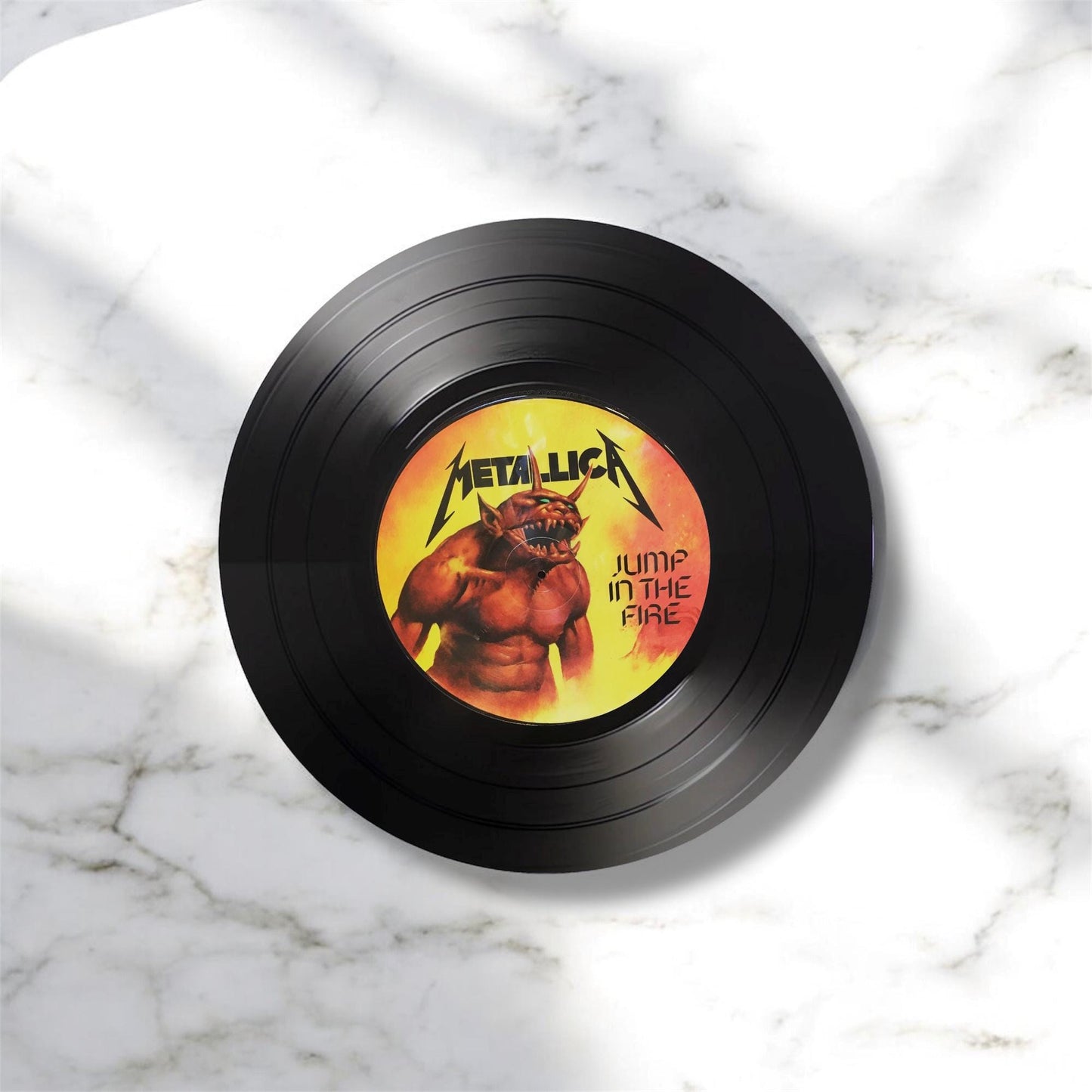 Set of 4 Round Record Coasters featuring Metalica, Retro Decor, metalica Gift, Man Cave Decor, Rock Band, Music Themed, Rock Music Gift