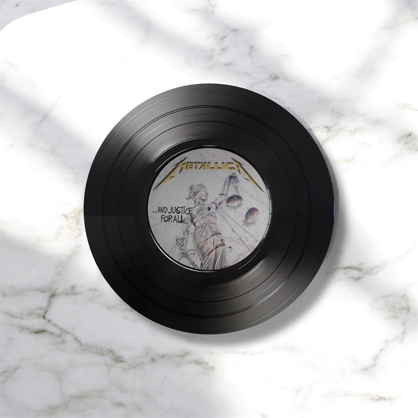 Set of 4 Round Record Coasters featuring Metalica, Retro Decor, metalica Gift, Man Cave Decor, Rock Band, Music Themed, Rock Music Gift