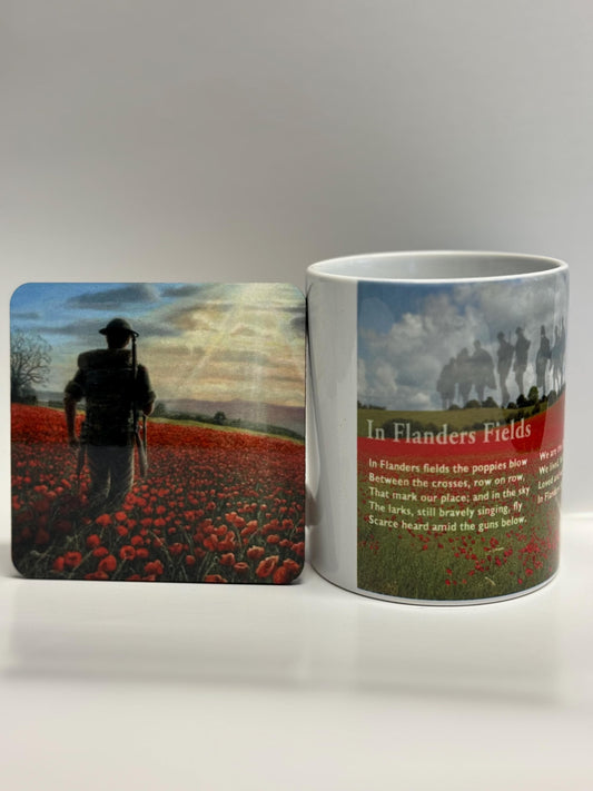 Flanders Field Memorial Mug and Coaster Collection, Remembrance Gift Set, Gift For History Lover, Mug And Coaster Set, Unique Gift Idea, Gift For History Buffs, Gift For Soldier, Collectible Item, Souvenir Gift, Keepsake Gift, Handcrafted Gift